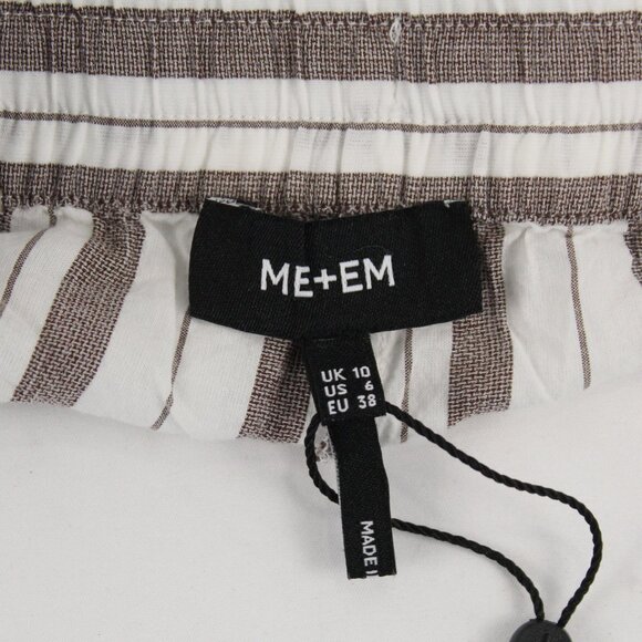 ME+EM Summer Stripe Beach Trousers in Chocolate Brown/Soft White Size US 6 - NWT - Picture 6 of 9